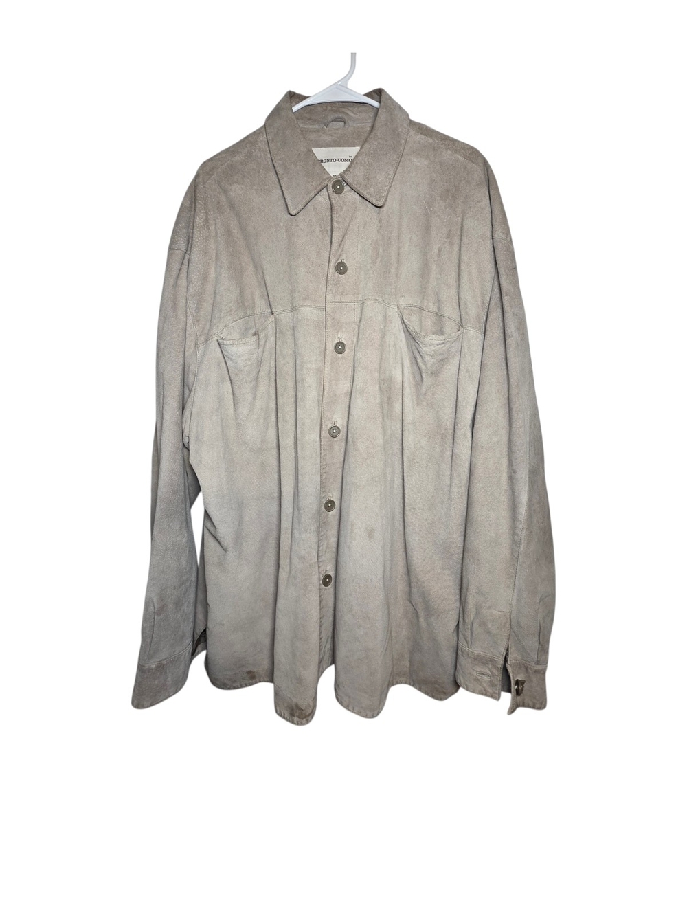 Pronto Uomo 100% Genuine Suede Leather Shirt Jacket Tan Beige Shacket 3X